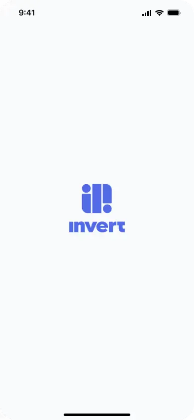The Invert splash screen with the logo
