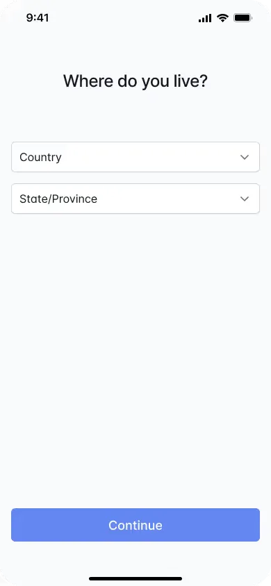 Country and state or province selectors