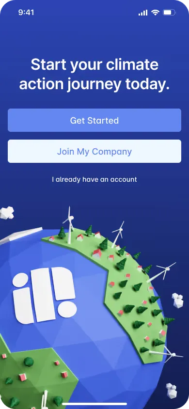 Invert’s welcome screen with an illustrated globe and a Get Started button